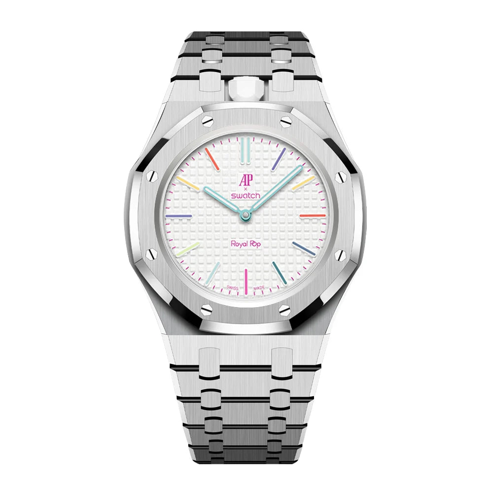 Stainless Steel Full Frame Case & Strap | 12:00 Crown | Silver