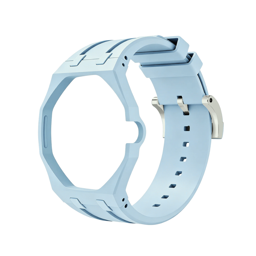 Ceramic Case + Silicone Strap | 3:00 Crown | Sky Blue