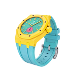 Ceramic Case + Silicone Strap | 3:00 Crown | Yellow & Aqua