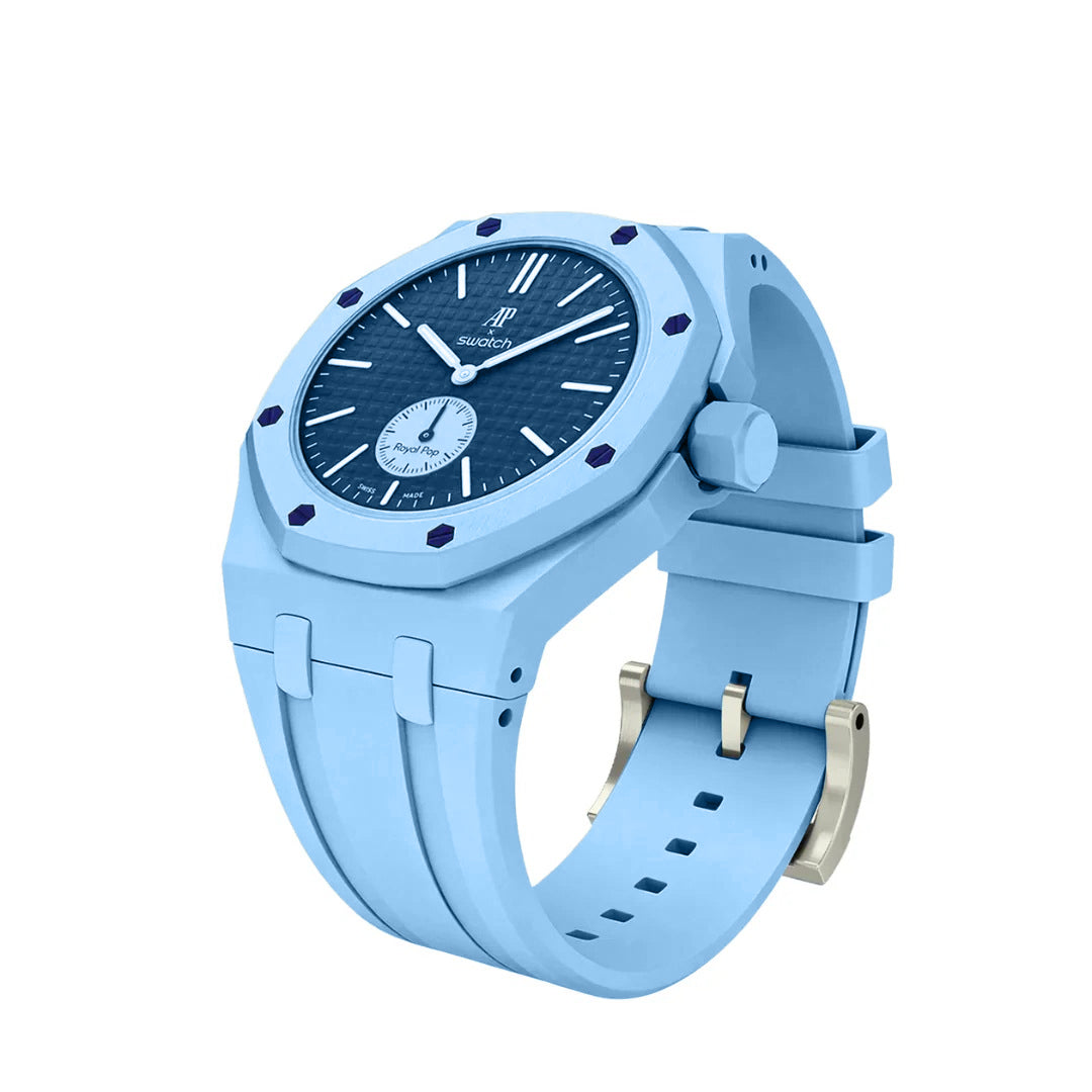 Ceramic Case + Silicone Strap | 3:00 Crown | Sky Blue