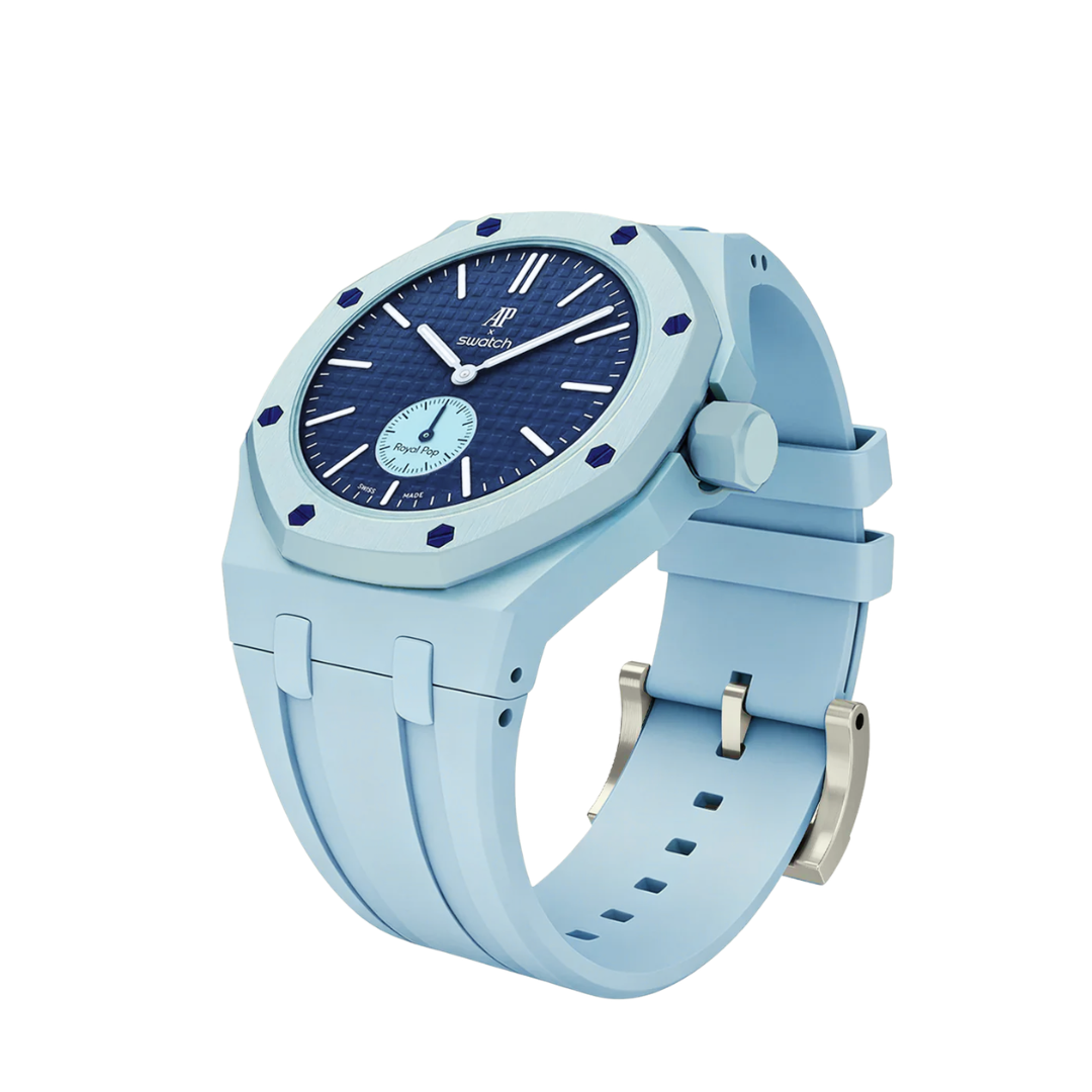 Ceramic Case + Silicone Strap | 3:00 Crown | Sky Blue