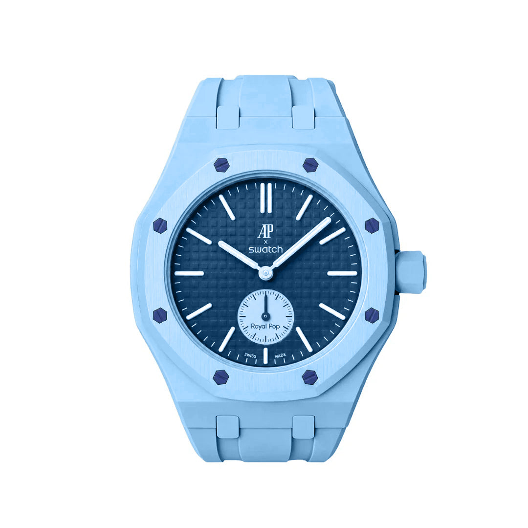 Ceramic Case + Silicone Strap | 3:00 Crown | Sky Blue