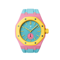 Ceramic Case + Silicone Strap | 3:00 Crown | Pink & Sky Blue