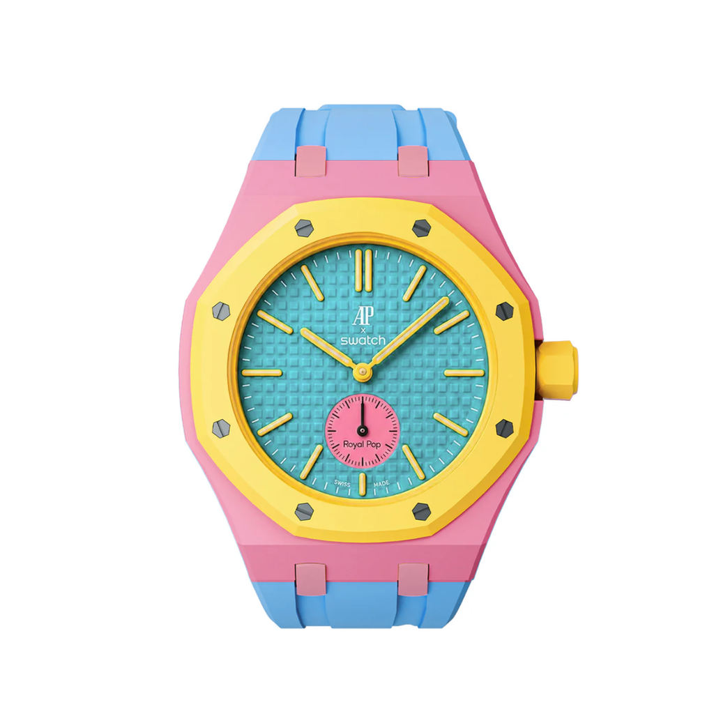 Ceramic Case + Silicone Strap | 3:00 Crown | Pink & Sky Blue