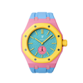 Ceramic Case + Silicone Strap | 3:00 Crown | Pink & Sky Blue