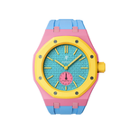 Ceramic Case + Silicone Strap | 3:00 Crown | Pink & Sky Blue