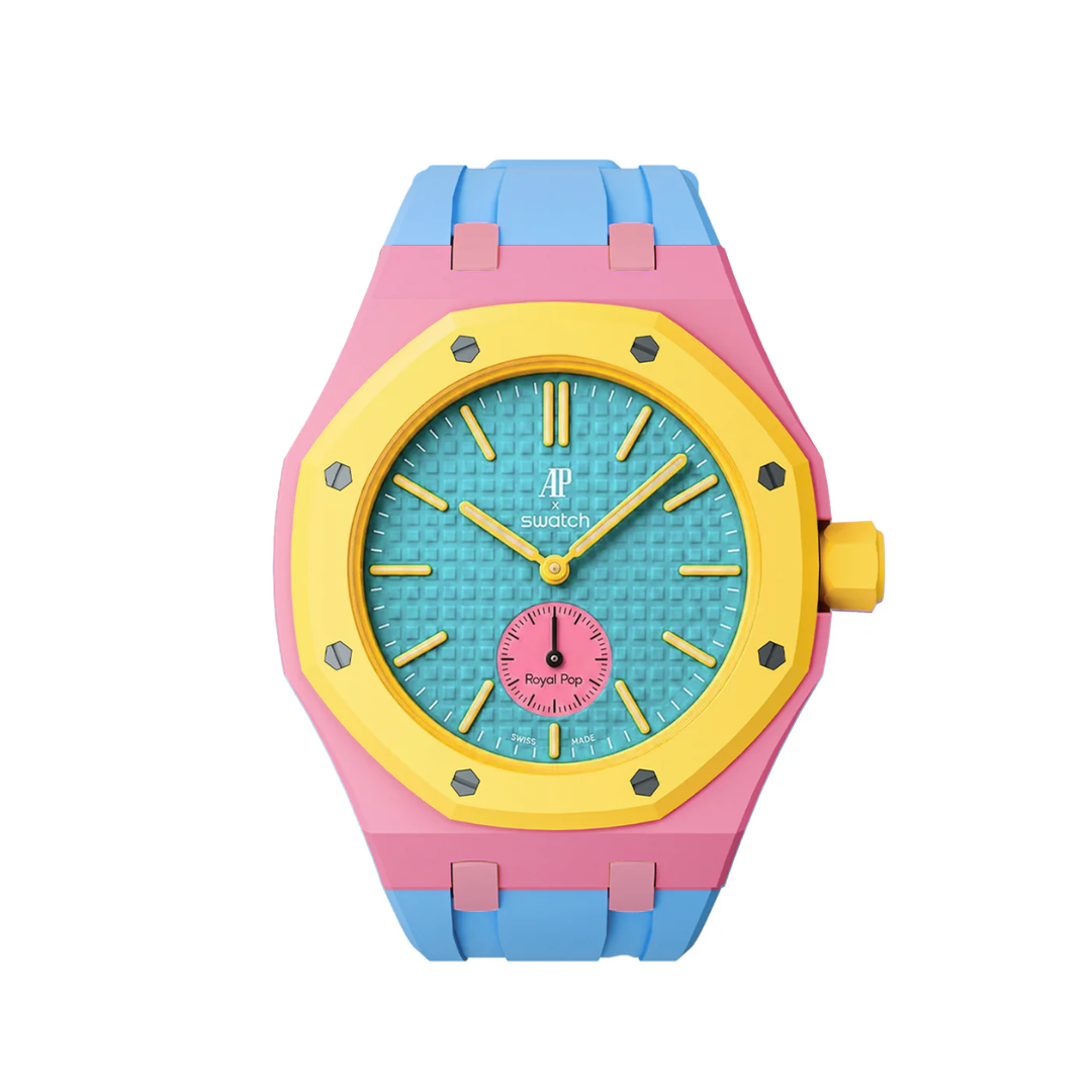 Ceramic Case + Silicone Strap | 3:00 Crown | Pink & Sky Blue