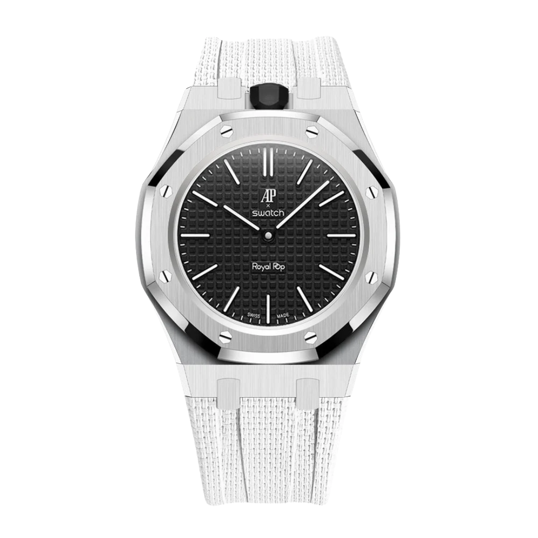 Stainless Steel Case & Rubber Strap | 12:00 Crown | White