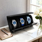 Beaumont 3-Watch Roll Case | Onyx Black