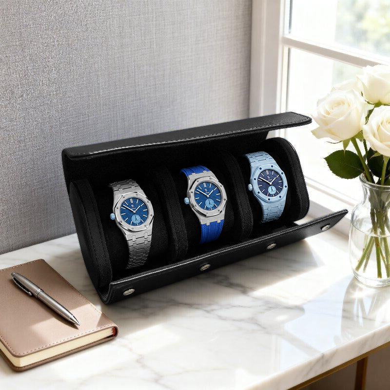 Beaumont 3-Watch Roll Case | Onyx Black