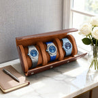 Beaumont 3-Watch Roll Case | Chestnut Brown