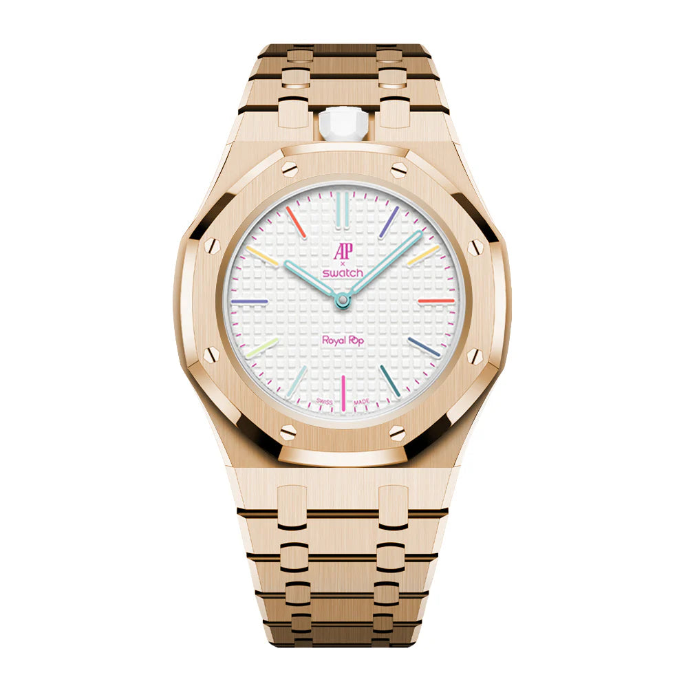 Stainless Steel Full Frame Case & Strap | 12:00 Crown | Rose Gold