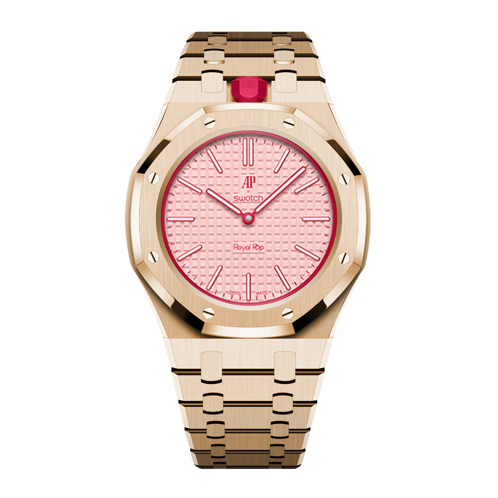 Stainless Steel Full Frame Case & Strap | 12:00 Crown | Rose Gold