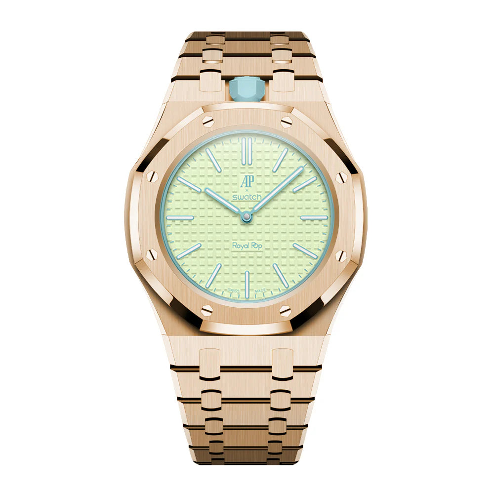 Stainless Steel Full Frame Case & Strap | 12:00 Crown | Rose Gold