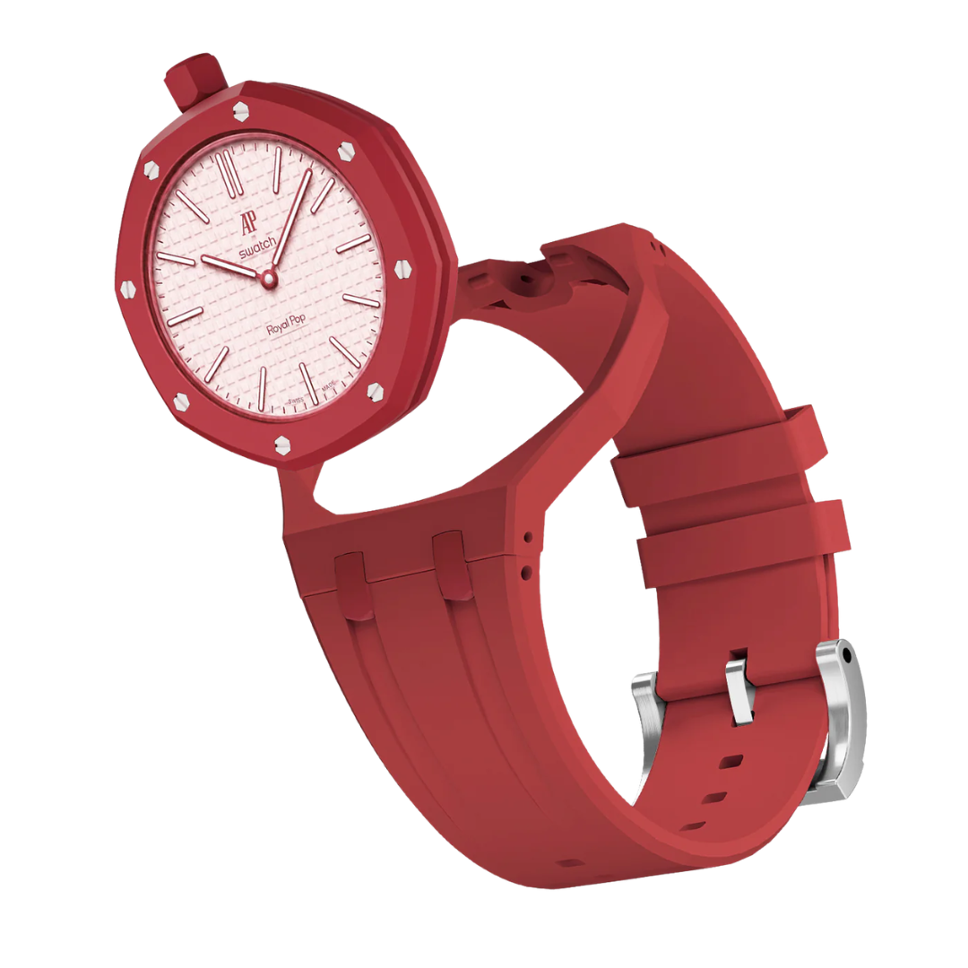 Ceramic Case + Silicone Strap | 12:00 Crown | Red