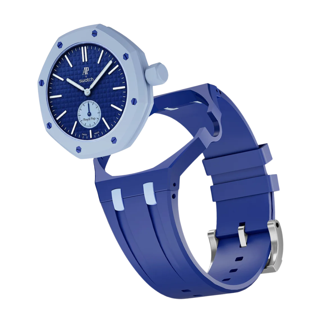 Ceramic Case + Silicone Strap | 3:00 Crown | Double Blue
