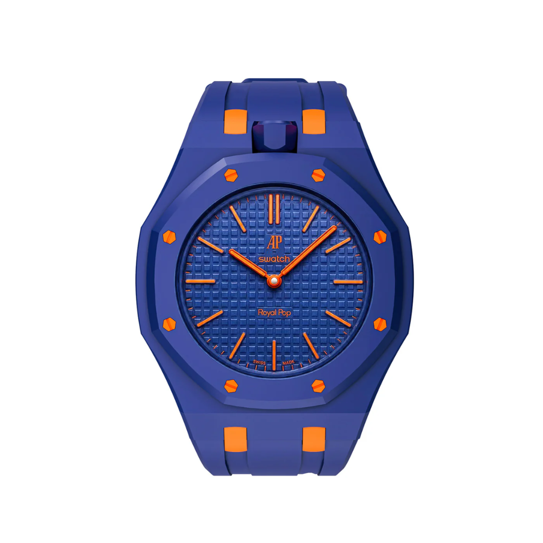 Ceramic Case + Silicone Strap | 12:00 Crown | Blue & Orange