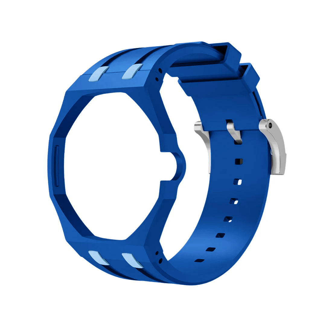 Ceramic Case + Silicone Strap | 3:00 Crown | Double Blue