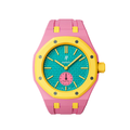Ceramic Case + Silicone Strap | 3:00 Crown | Pink & Yellow