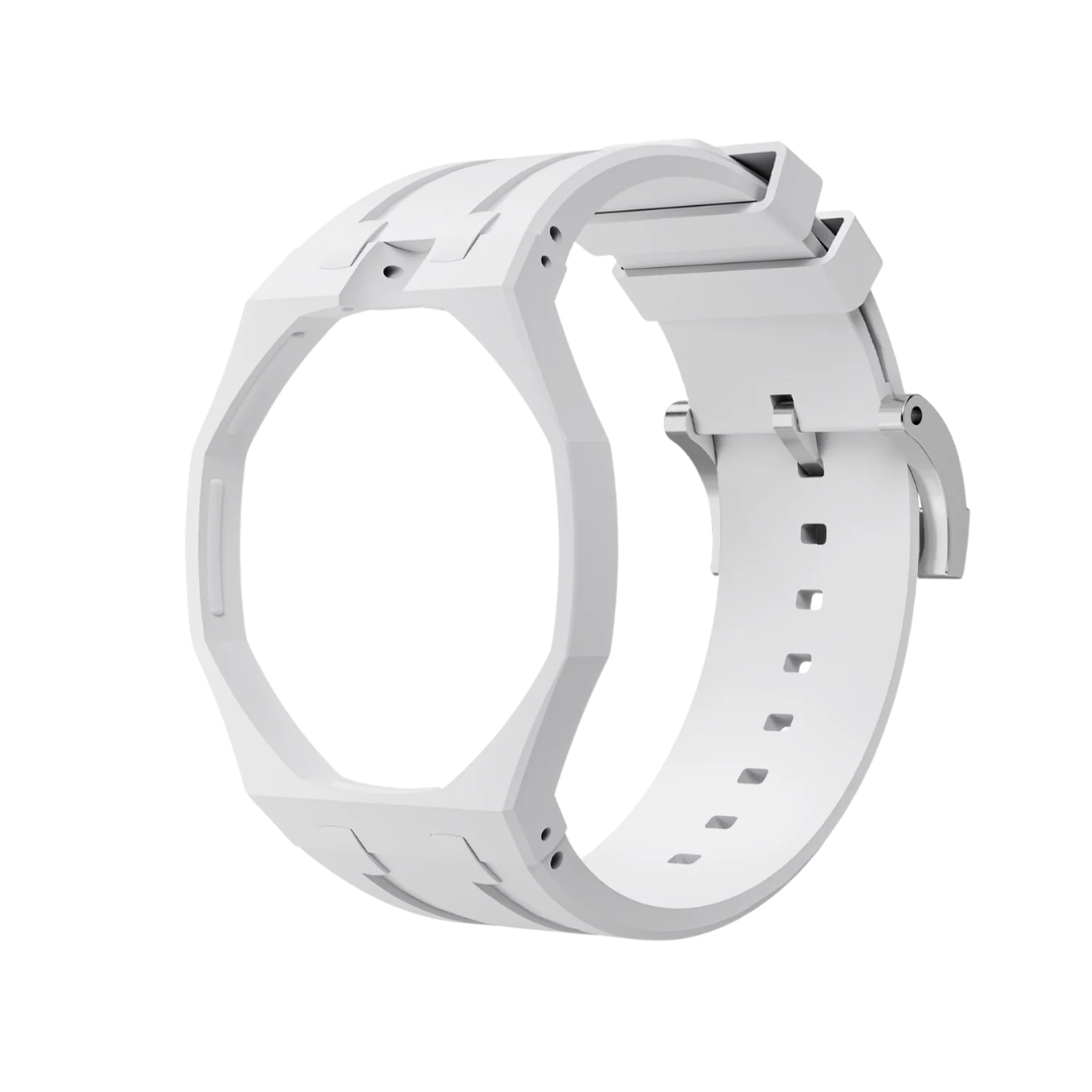 Ceramic Case + Silicone Strap | 12:00 Crown | White