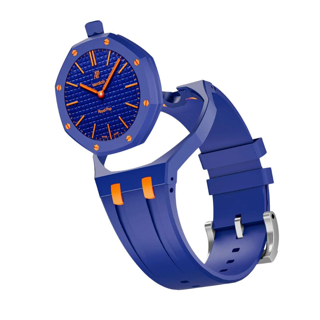 Ceramic Case + Silicone Strap | 12:00 Crown | Blue & Orange