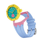 Ceramic Case + Silicone Strap | 3:00 Crown | Pink & Sky Blue