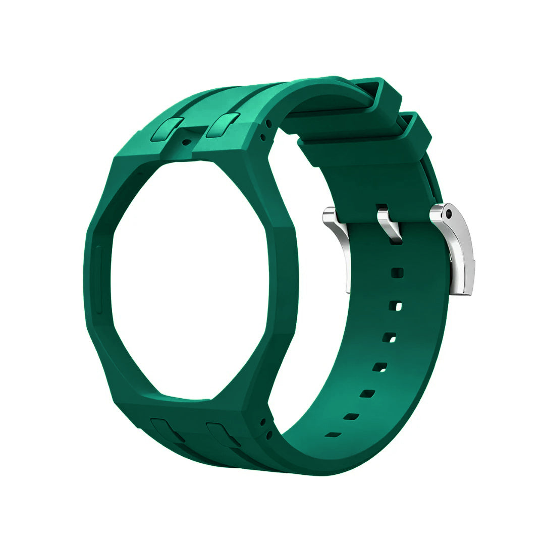 Ceramic Case + Silicone Strap | 12:00 Crown | Green