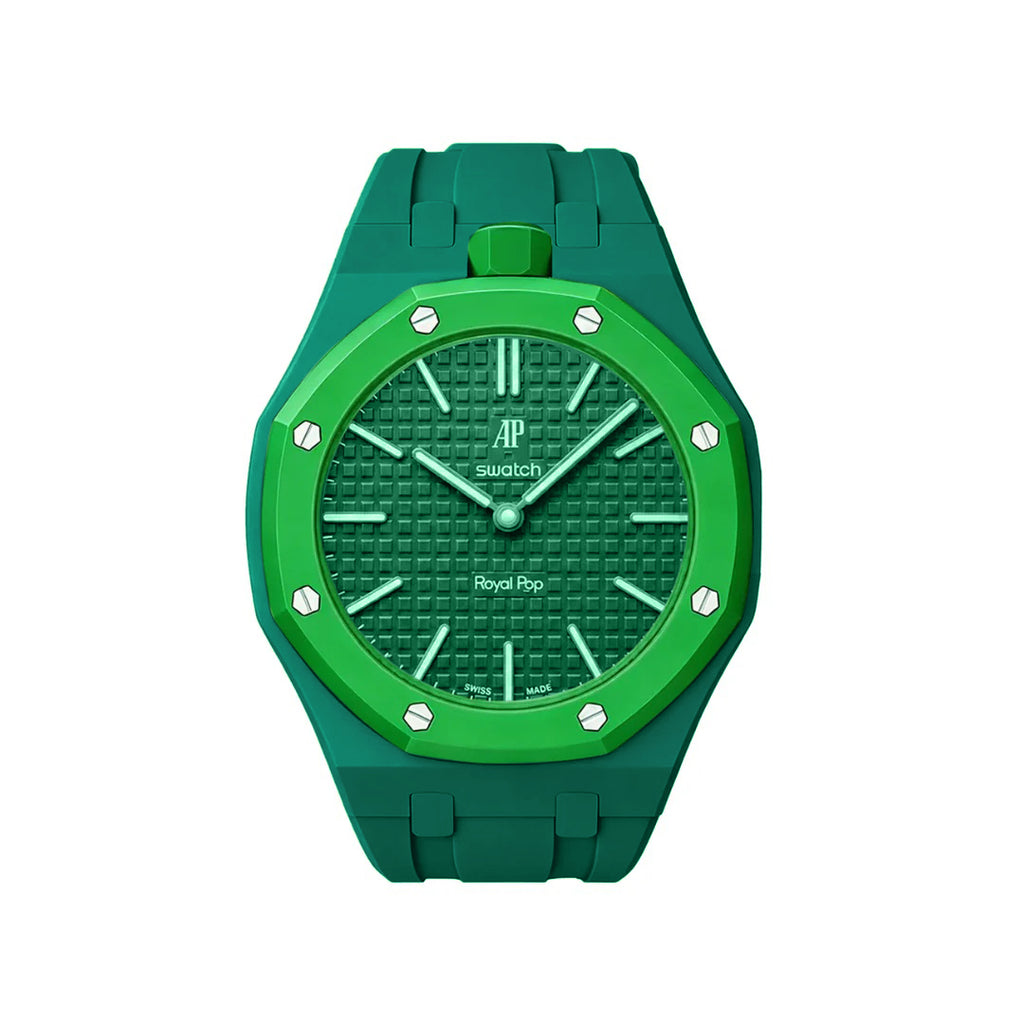 Ceramic Case + Silicone Strap | 12:00 Crown | Green