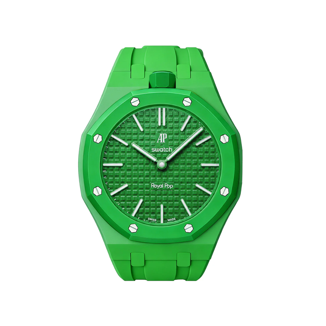 Ceramic Case + Silicone Strap | 12:00 Crown | Green
