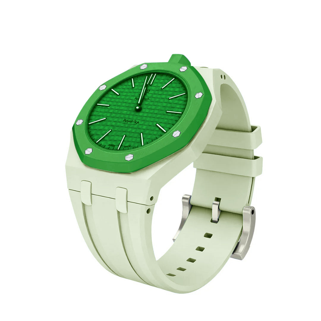 Ceramic Case + Silicone Strap | 12:00 Crown | Mint Green