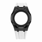 Stainless Steel Black Case & Rubber Strap | 12:00 Crown | White