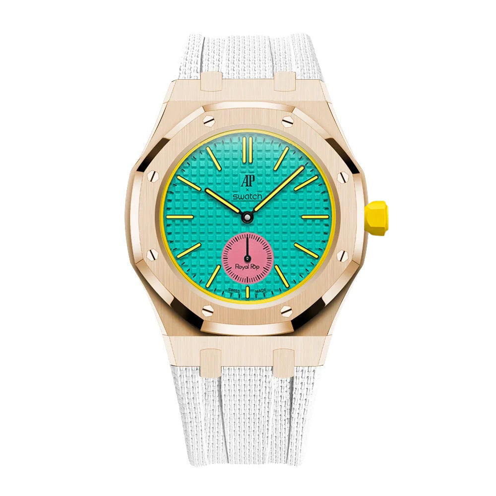 Stainless Steel Rose Gold Case & Rubber Strap | 3:00 Crown | White