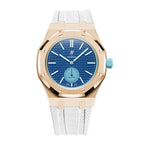 Stainless Steel Rose Gold Case & Rubber Strap | 3:00 Crown | White