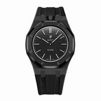 Stainless Steel Black Case & Rubber Strap | 12:00 Crown | Black