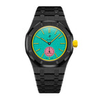 Stainless Steel Full Frame Case & Strap | 3:00 Crown | Black