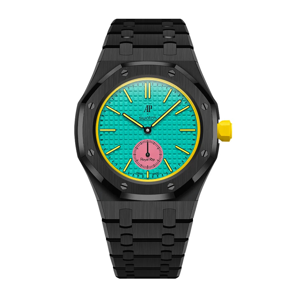 Stainless Steel Full Frame Case & Strap | 3:00 Crown | Black