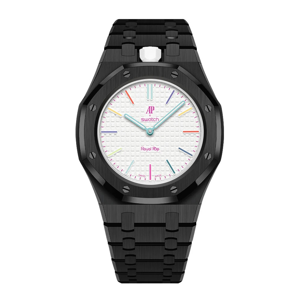 Stainless Steel Full Frame Case & Strap | 12:00 Crown | Black