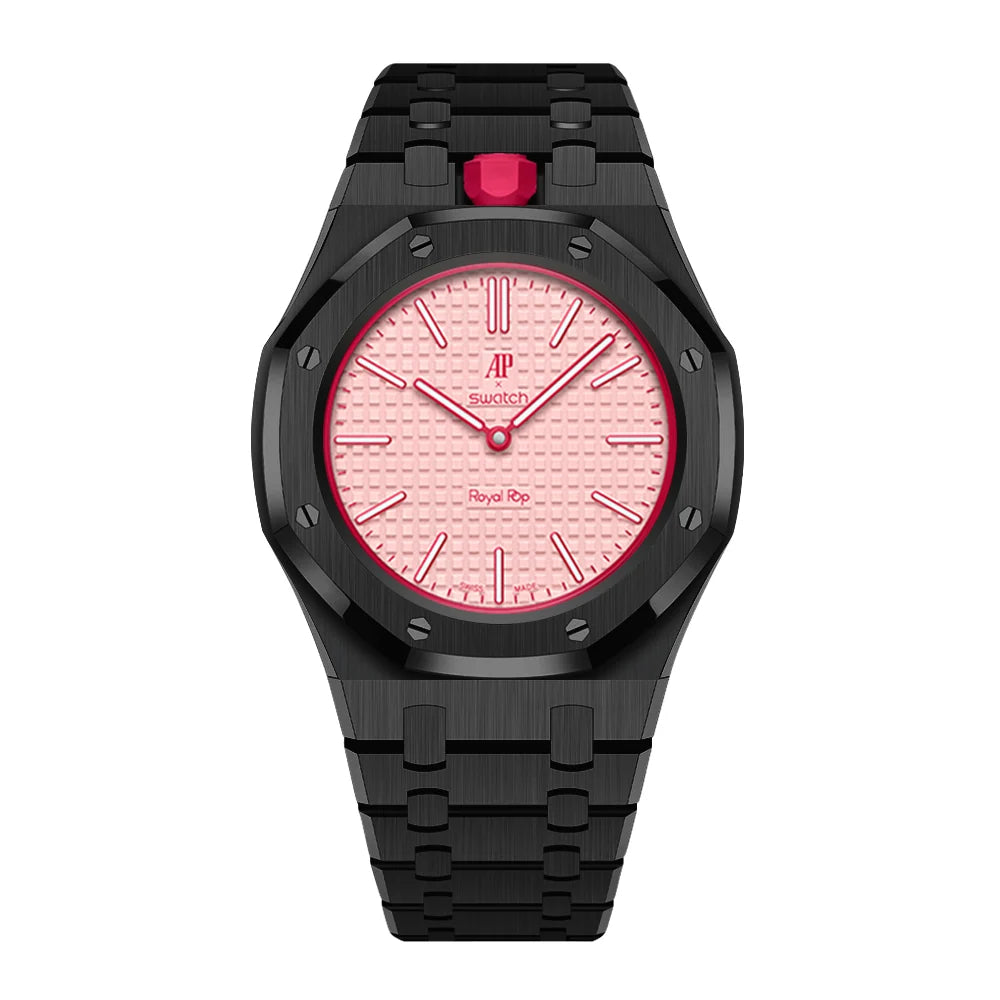 Stainless Steel Full Frame Case & Strap | 12:00 Crown | Black