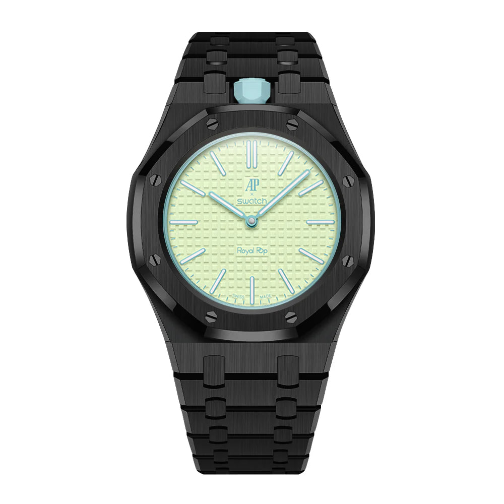 Stainless Steel Full Frame Case & Strap | 12:00 Crown | Black