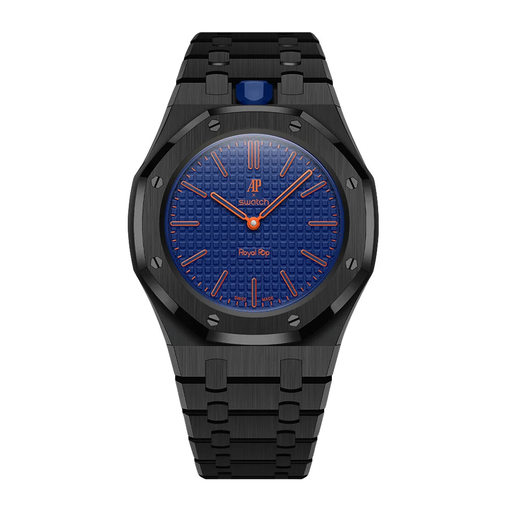 Stainless Steel Full Frame Case & Strap | 12:00 Crown | Black