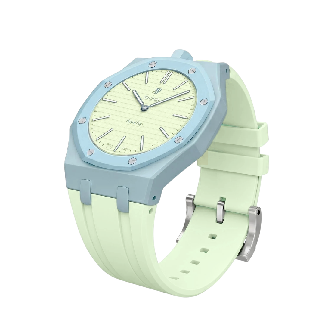 Ceramic Case + Silicone Strap | 12:00 Crown | Ice Blue