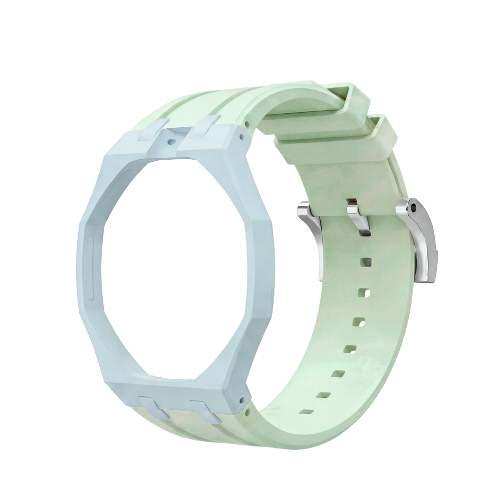 Ceramic Case + Silicone Strap | 12:00 Crown | Ice Blue