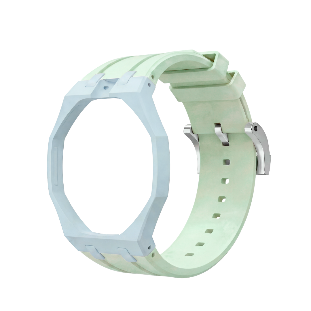 Ceramic Case + Silicone Strap | 12:00 Crown | Ice Blue
