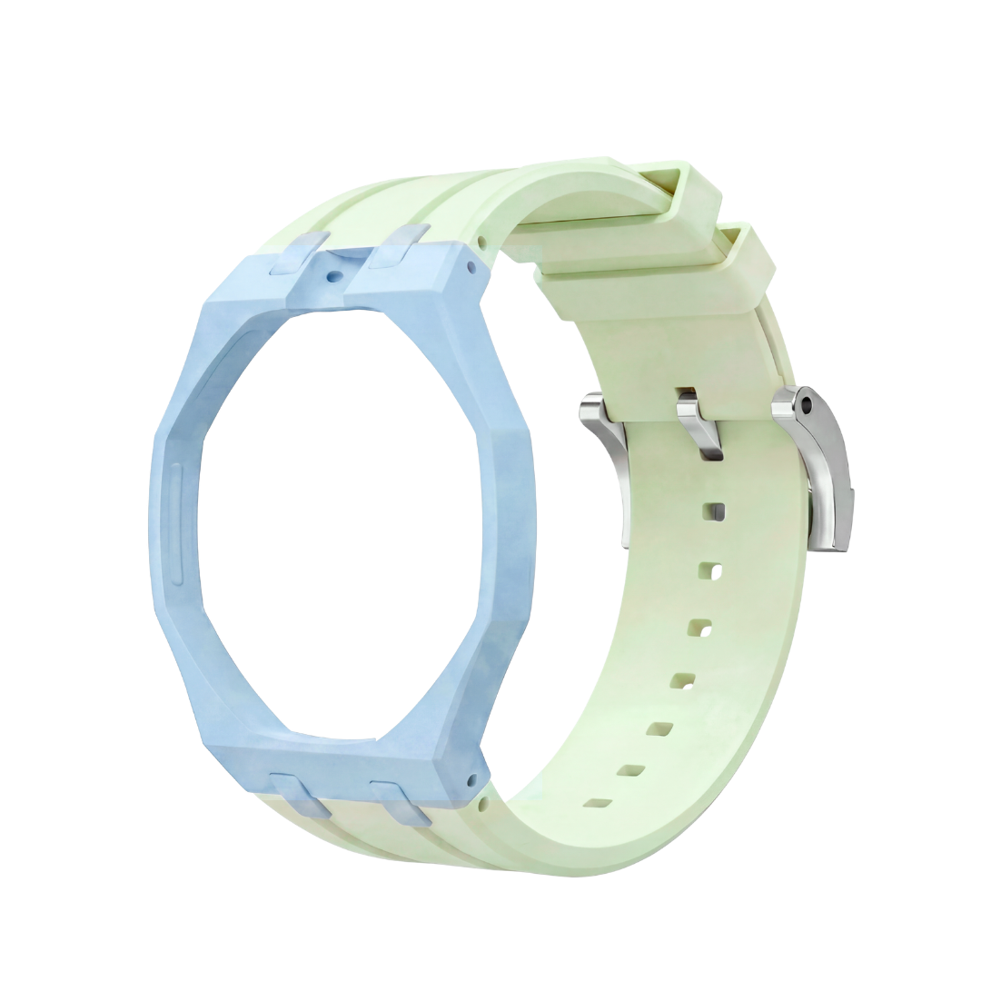 Ceramic Case + Silicone Strap | 12:00 Crown | Ice Blue