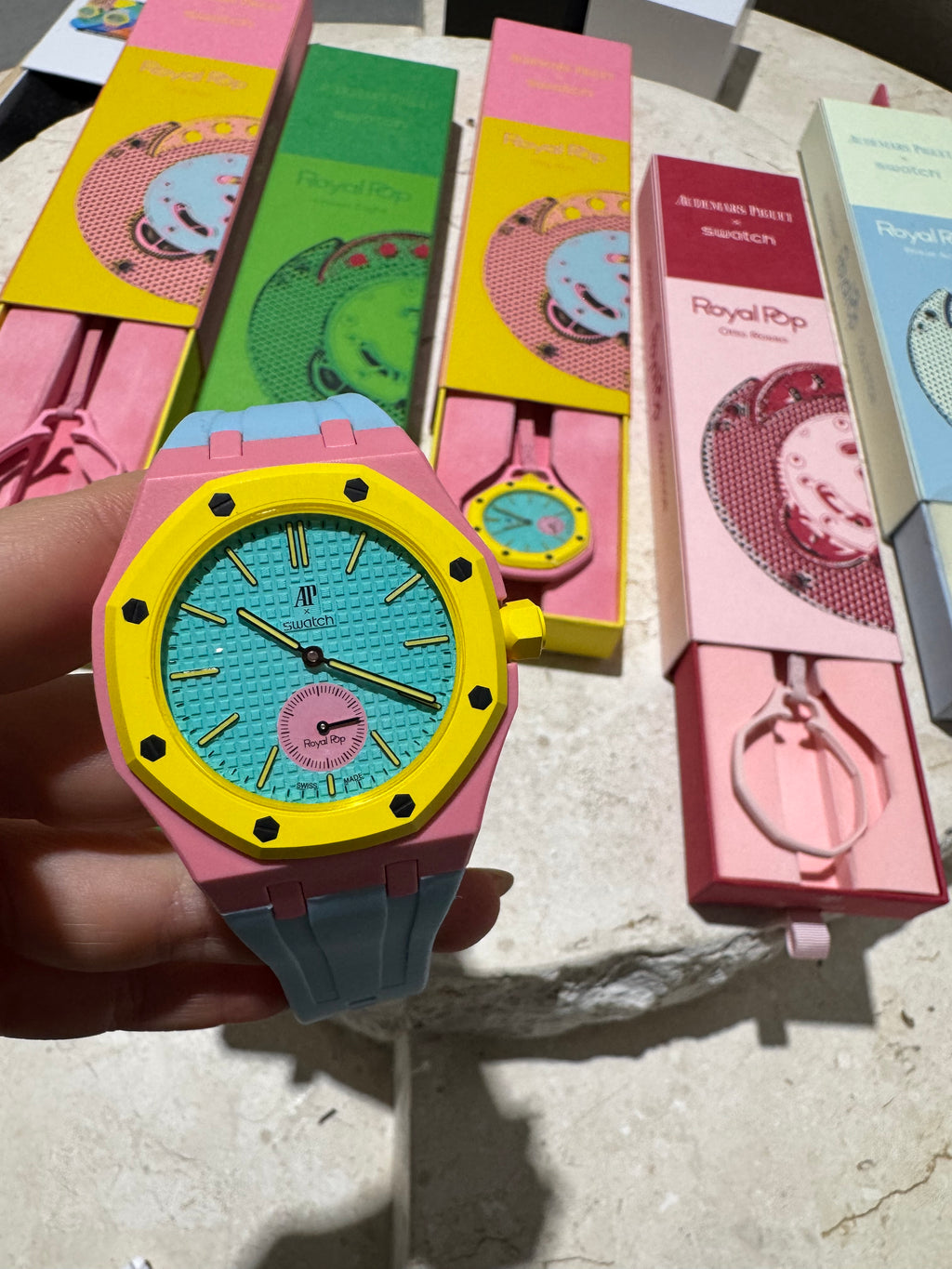 Ceramic Case + Silicone Strap | 3:00 Crown | Pink & Sky Blue