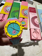 Ceramic Case + Silicone Strap | 3:00 Crown | Pink & Sky Blue