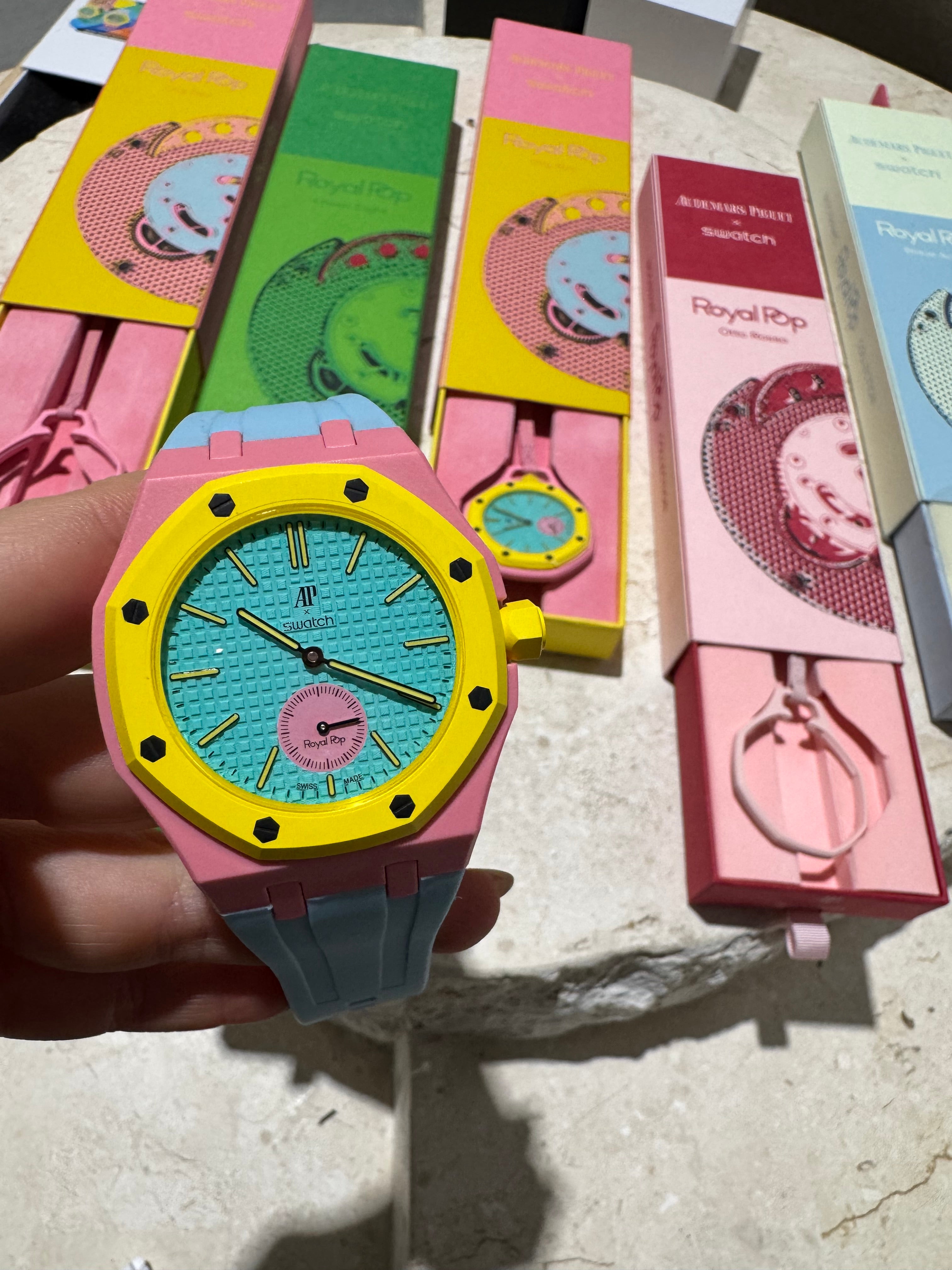 Ceramic Case + Silicone Strap | 3:00 Crown | Pink & Sky Blue