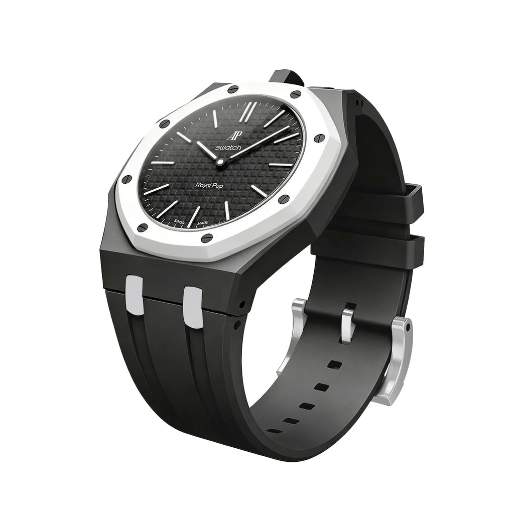 Ceramic Case + Silicone Strap | 12:00 Crown | Black