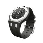 Ceramic Case + Silicone Strap | 12:00 Crown | Black