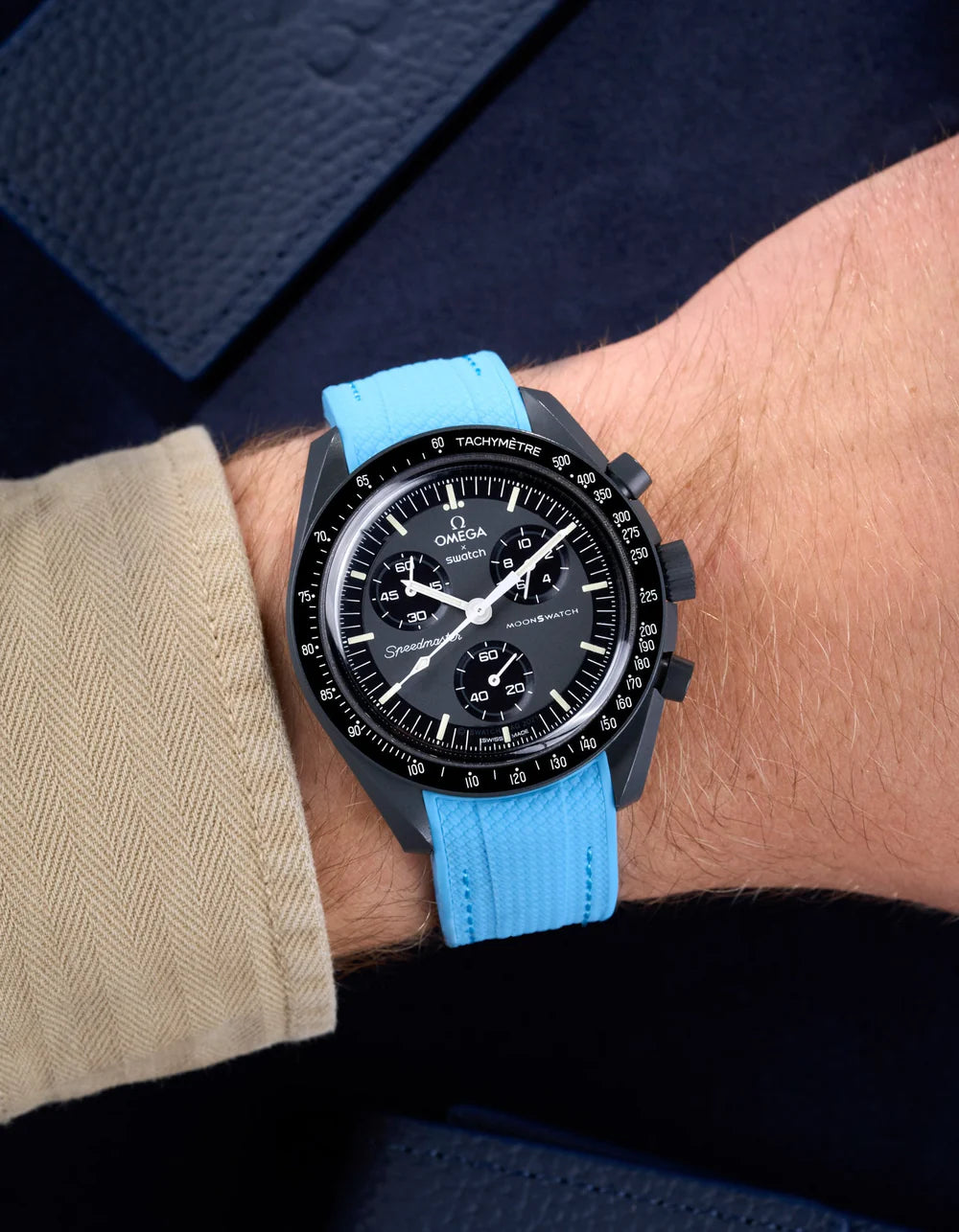 Moonswatch Curved Vertech Rubber Strap - Blue